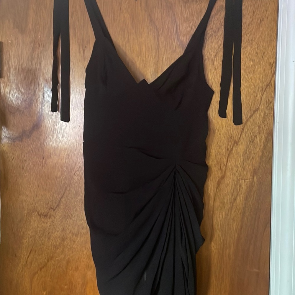 Black underwire draped midi dress